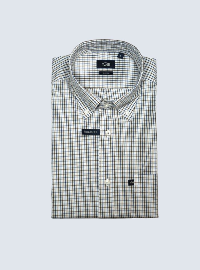 Button Down Sport Πουκάμισο Μ.Μ — Poplin, Λευκό Καρώ
