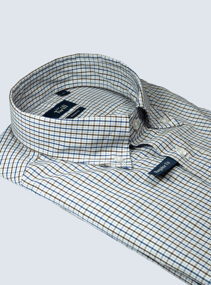 Button Down Sport Πουκάμισο Μ.Μ — Poplin, Λευκό Καρώ