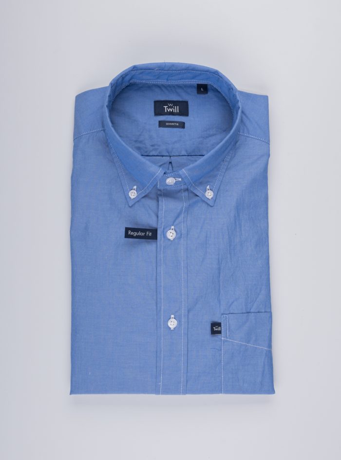 Button Down Denim Chambray Regular Fit Sport Πουκάμισο Μ.Μ