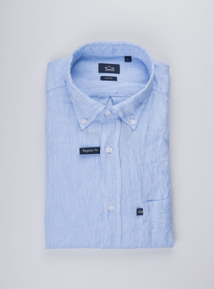 Button Down Linen Regular Fit Sport Πουκάμισο Μ.Μ