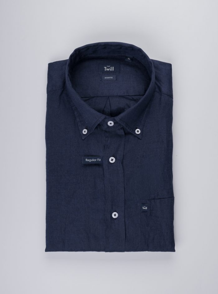 Button Down Linen Regular Fit Sport Πουκάμισο Μ.Μ