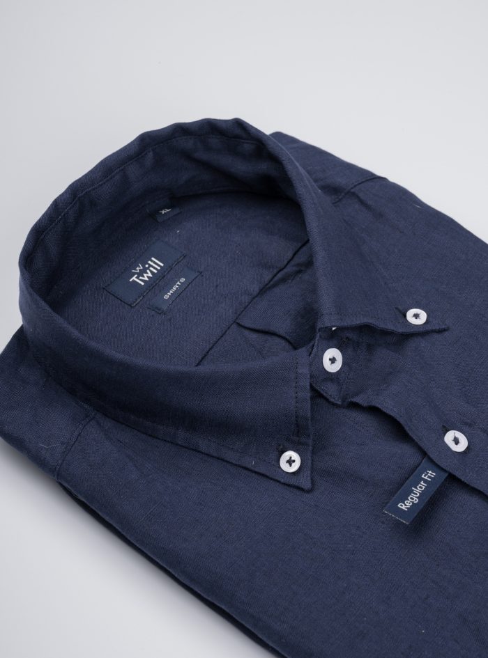 Button Down Linen Regular Fit Sport Πουκάμισο Μ.Μ