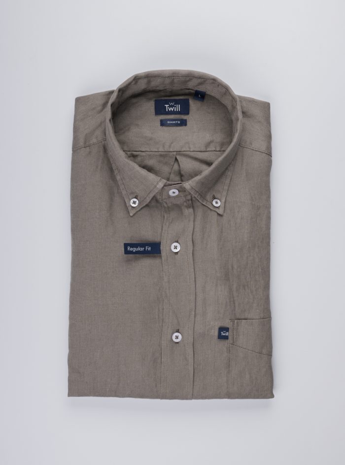 Button Down Linen Regular Fit Sport Πουκάμισο Μ.Μ