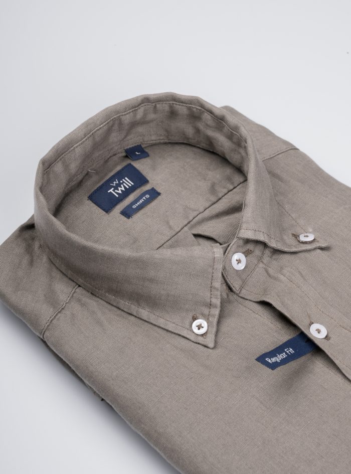 Button Down Linen Regular Fit Sport Πουκάμισο Μ.Μ