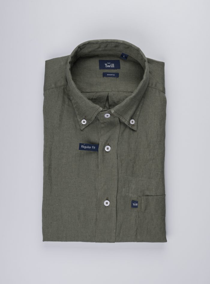 Button Down Linen Regular Fit Sport Πουκάμισο Μ.Μ