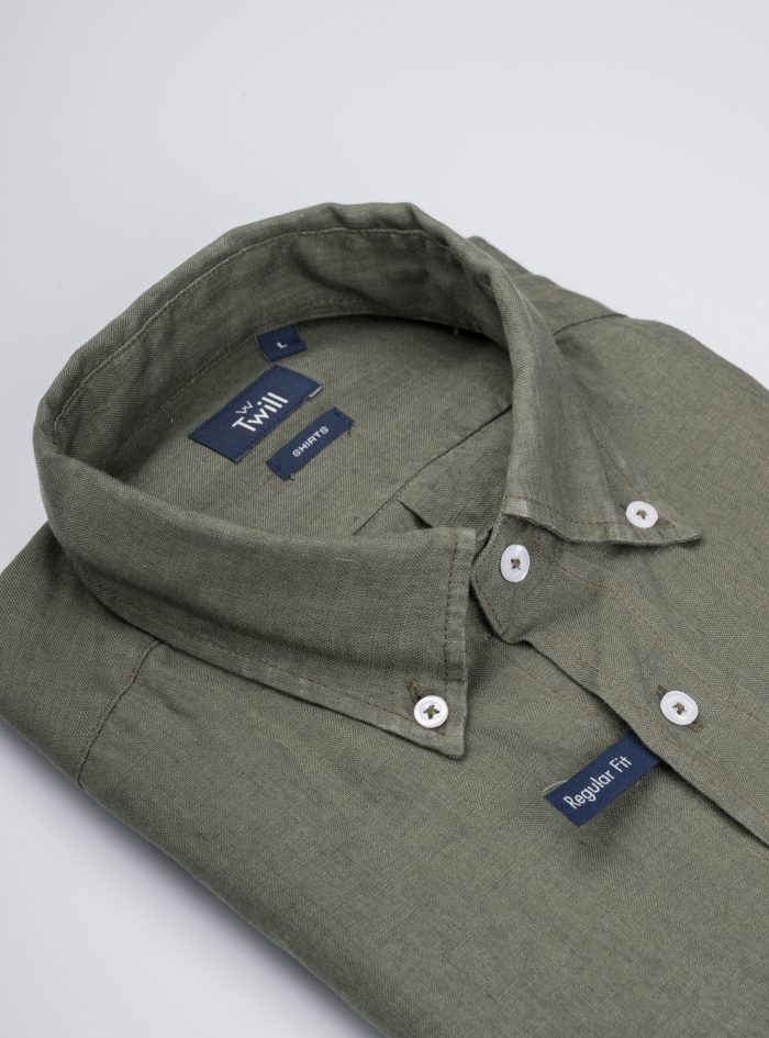 Button Down Linen Regular Fit Sport Πουκάμισο Μ.Μ