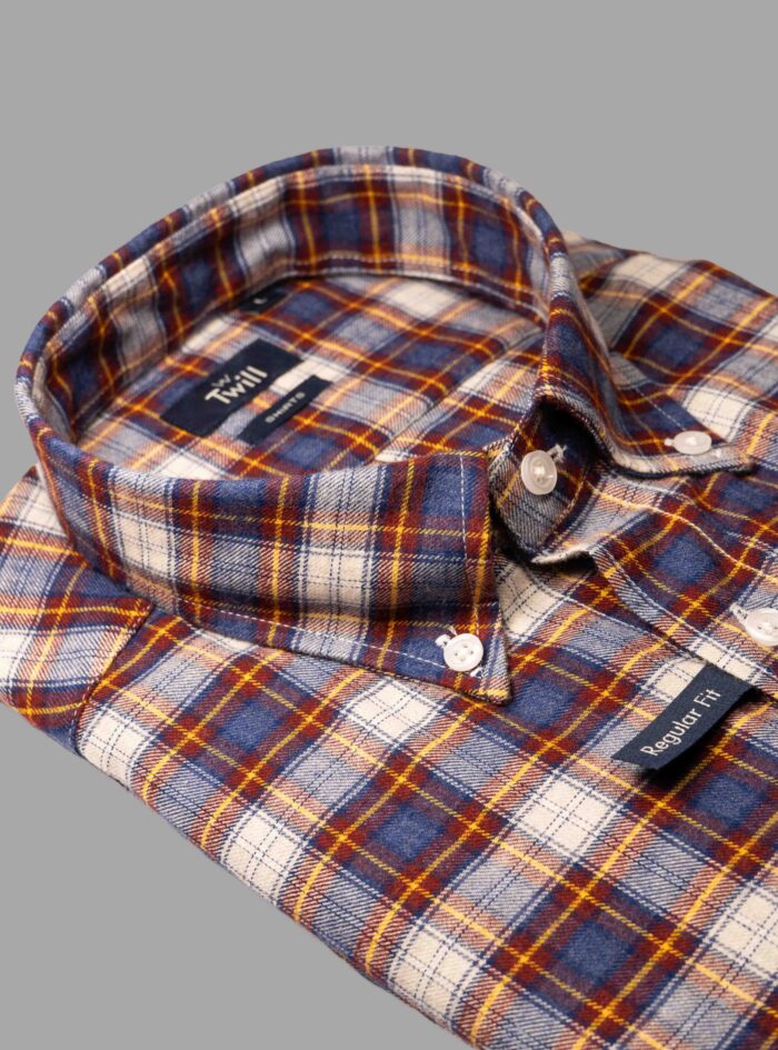 Button Down Sport Πουκάμισο Μ.Μ — Flannel, Μπλε Σκούρο Καρώ